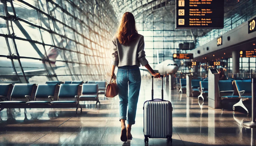 A woman in an airport